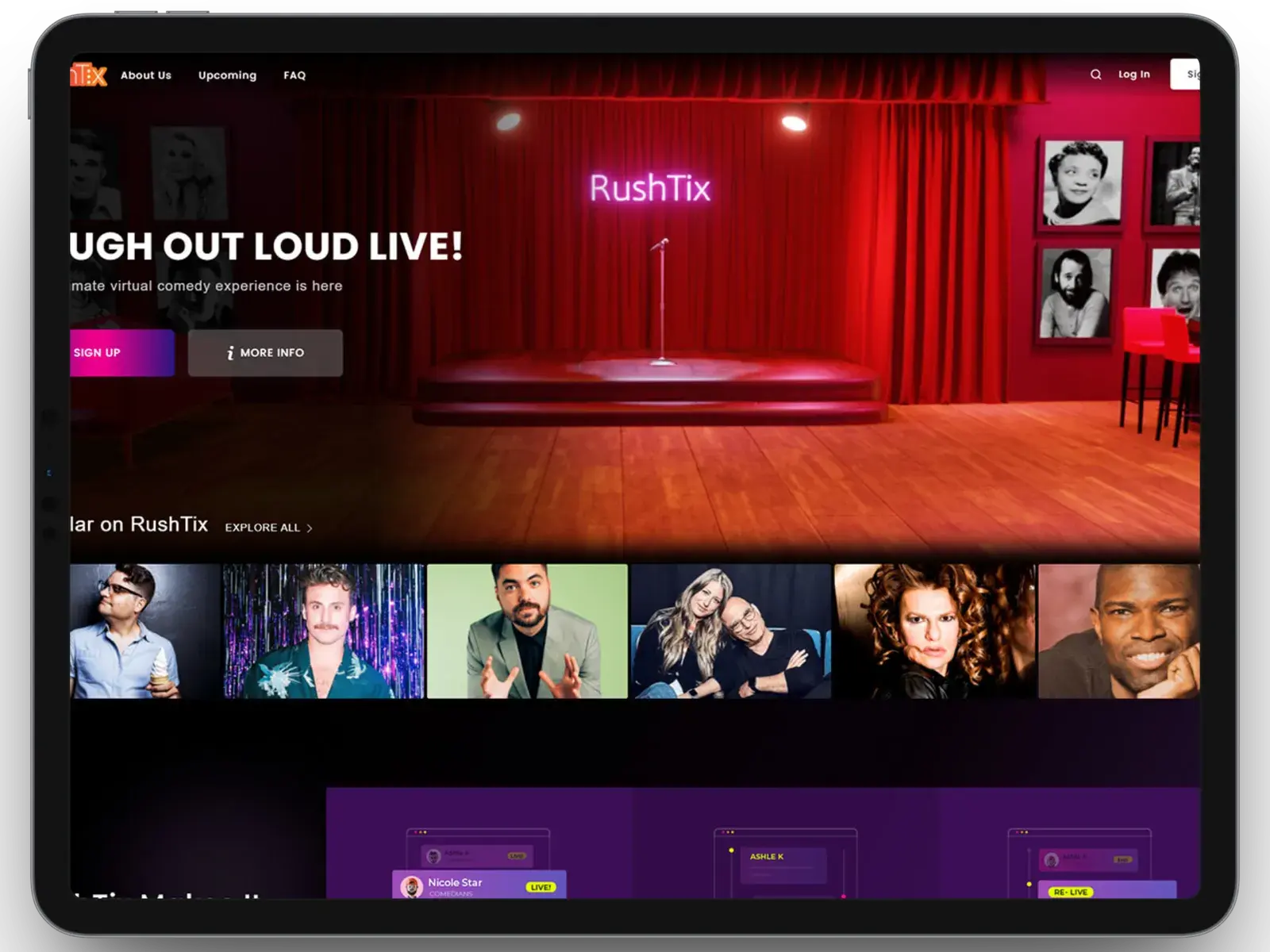 RushTix — Entretenimento Virtual em Direto
